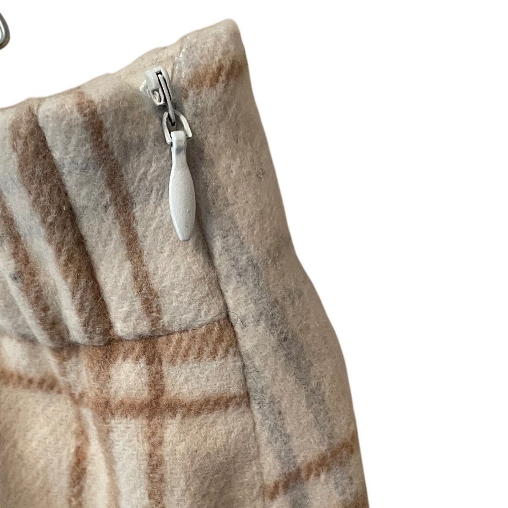 Plaid Mini Skirt Cream Tan Textured XXL Office Collegiate Vintage Look Classic - Picture 4 of 9